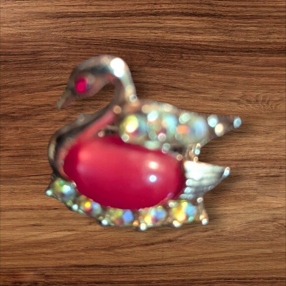 Vintage Swan-Themed Brooch Lot Rhinestones & Enamel Elegant Collectible Pins - Picture 4 of 11